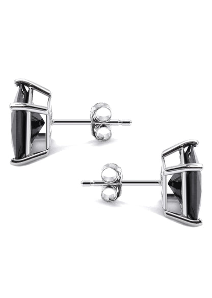 Mens Jewelry - Silver Square Black Iced Out VVS Stud Earrings for Men | Appx. 2.5 Grams