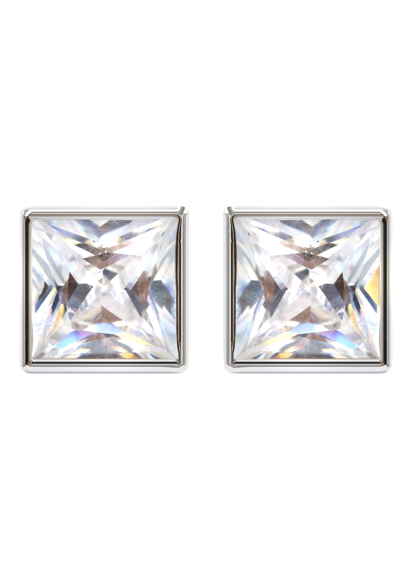 Mens Jewelry - Silver Iced Out VVS Stud Earrings for Men | Appx. 5.4 Grams