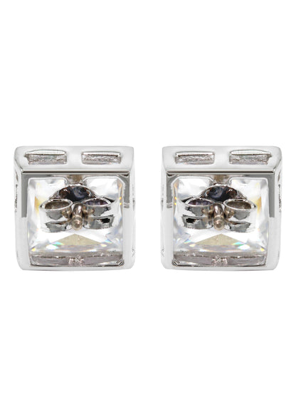 Mens Jewelry - Silver Iced Out VVS Stud Earrings for Men | Appx. 5.4 Grams