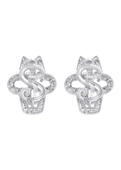 Mens Jewelry - Silver Dollar Sign Iced Out VVS Stud Earrings for Men | Appx. 5.6 Grams