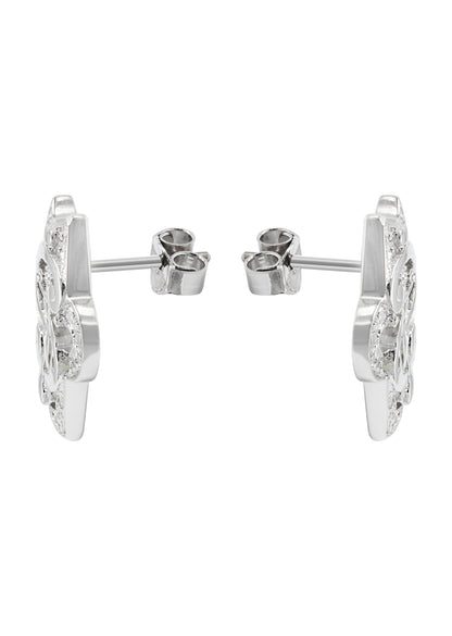 Mens Jewelry - Silver Dollar Sign Iced Out VVS Stud Earrings for Men | Appx. 5.6 Grams