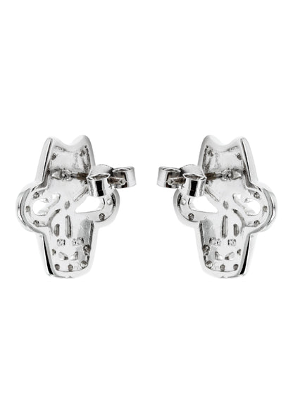 Mens Jewelry - Silver Dollar Sign Iced Out VVS Stud Earrings for Men | Appx. 5.6 Grams