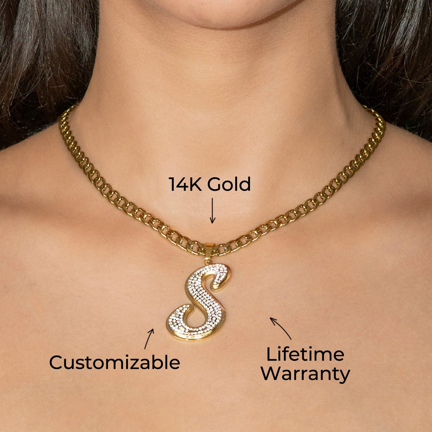 Women Jewelry - Initial Iced Out VVS Necklace | Style # 47