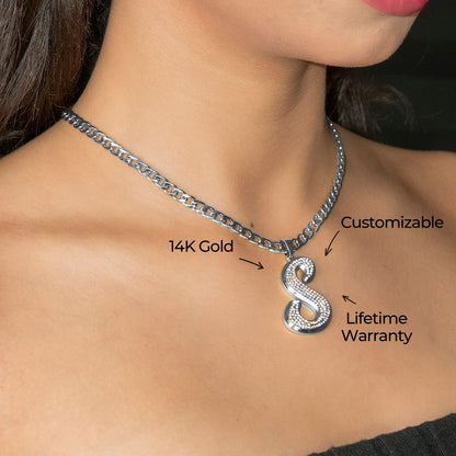 Women Jewelry - White Gold Initial Iced Out VVS Necklace | Style # 47