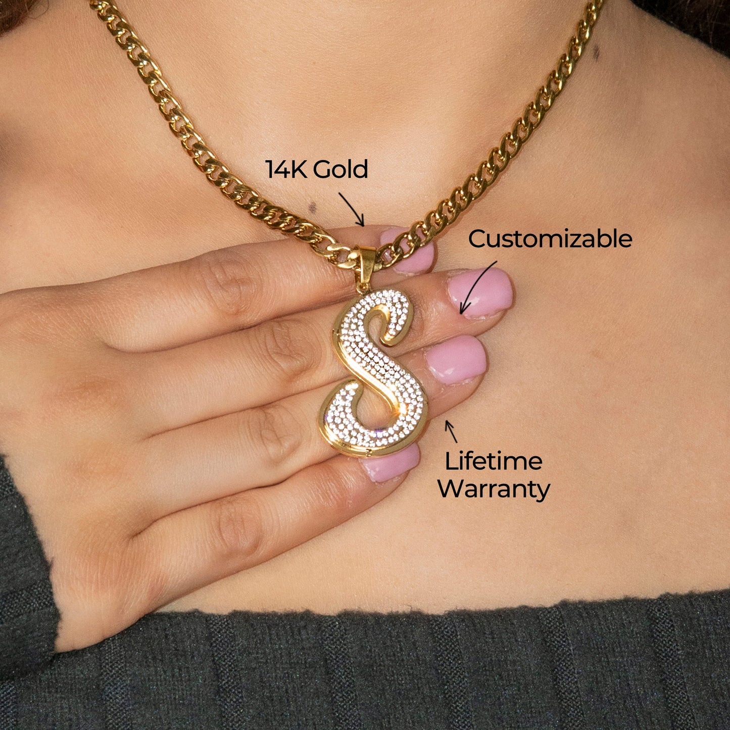 Women Jewelry - Initial Iced Out VVS Necklace | Style # 47