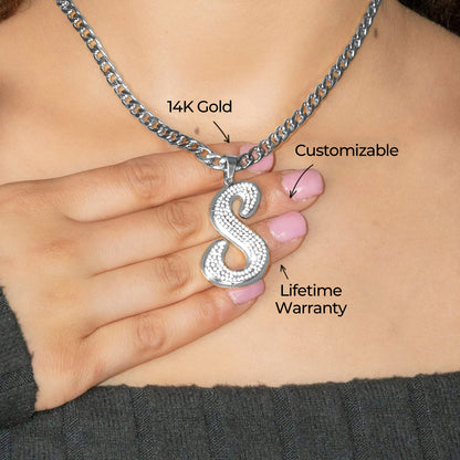 Women Jewelry - White Gold Initial Iced Out VVS Necklace | Style # 47