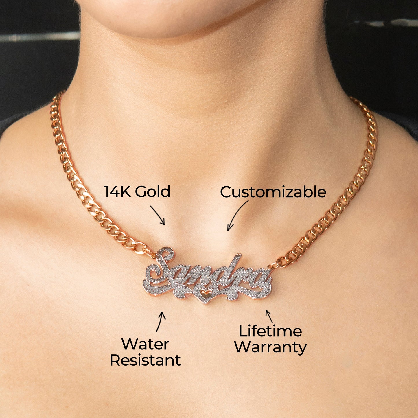 Women Jewelry - Rose Gold Name Necklace | Style # N20