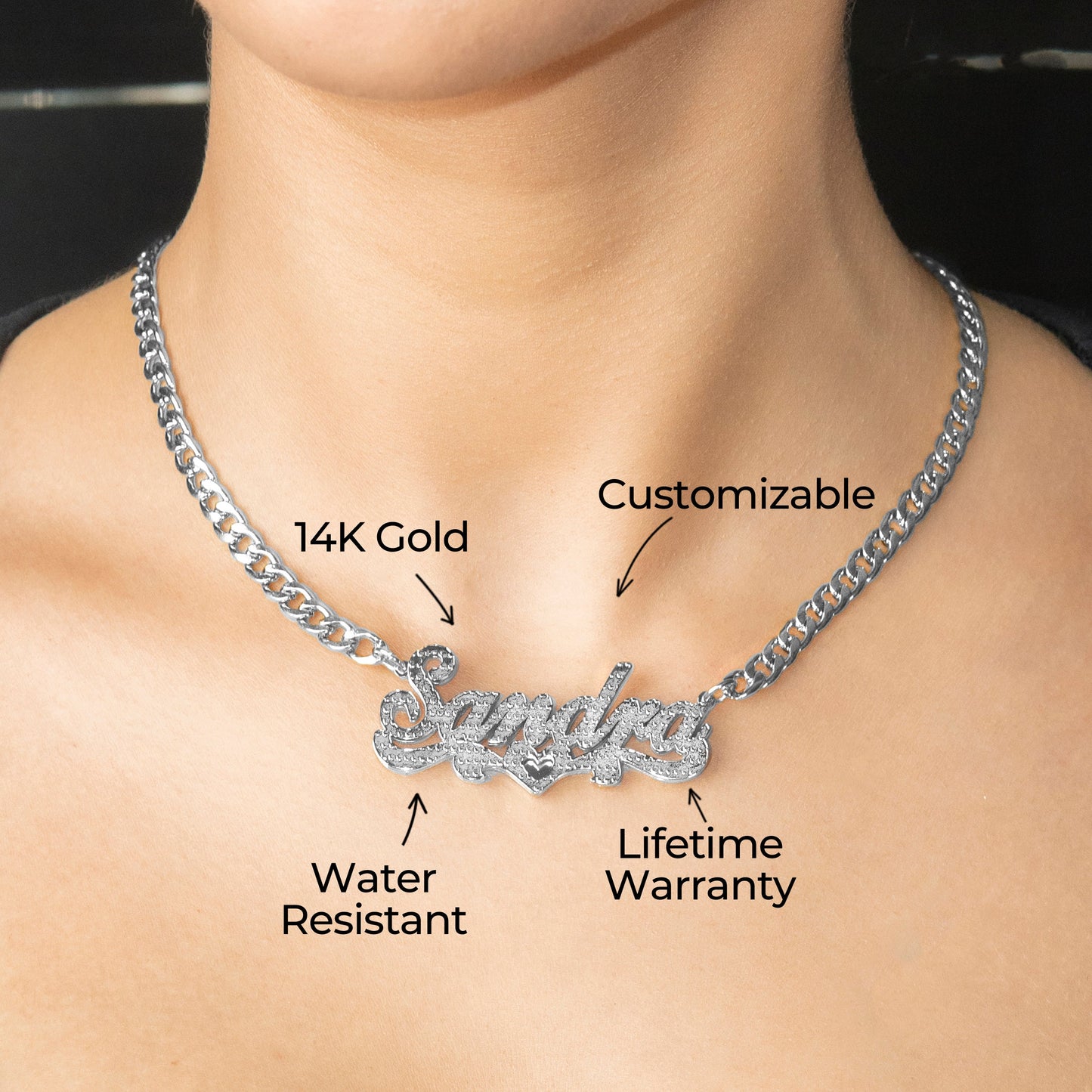 Women Jewelry - White Gold Name Necklace | Style # N20