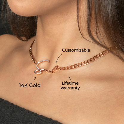 Women Jewelry - Rose Gold Iced Out VVS Name Necklace | Style # N45