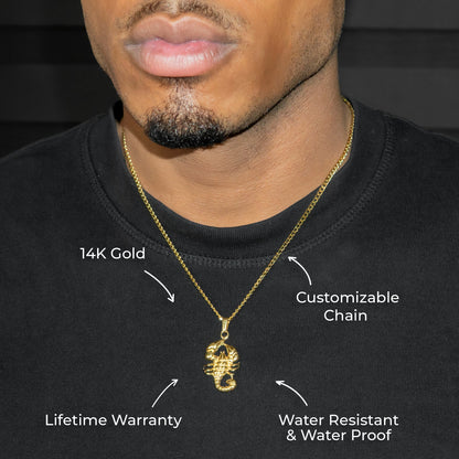Mens Jewelry - 14K Gold Scorpion Necklace | Appx. 6.2 Grams