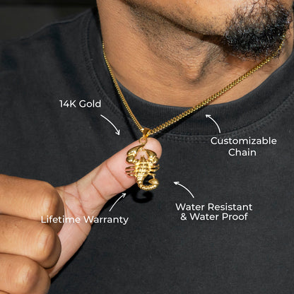 Mens Jewelry - 14K Gold Scorpion Necklace | Appx. 6.2 Grams