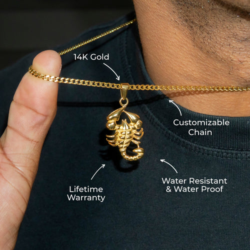 Mens Jewelry - 14K Gold Scorpion Necklace | Appx. 6.2 Grams