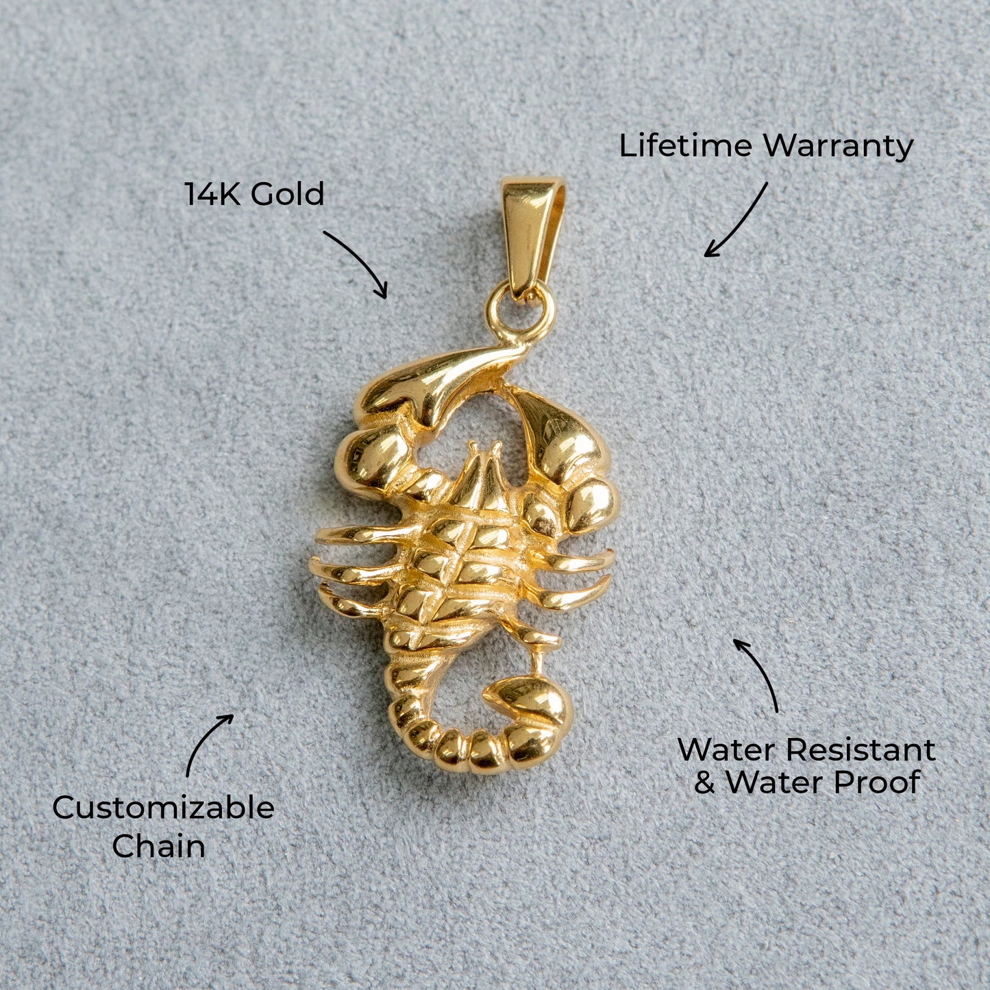 Mens Jewelry - 14K Gold Scorpion Necklace | Appx. 6.2 Grams