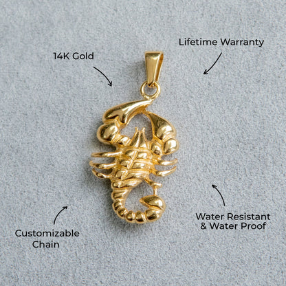 Mens Jewelry - 14K Gold Scorpion Necklace | Appx. 6.2 Grams