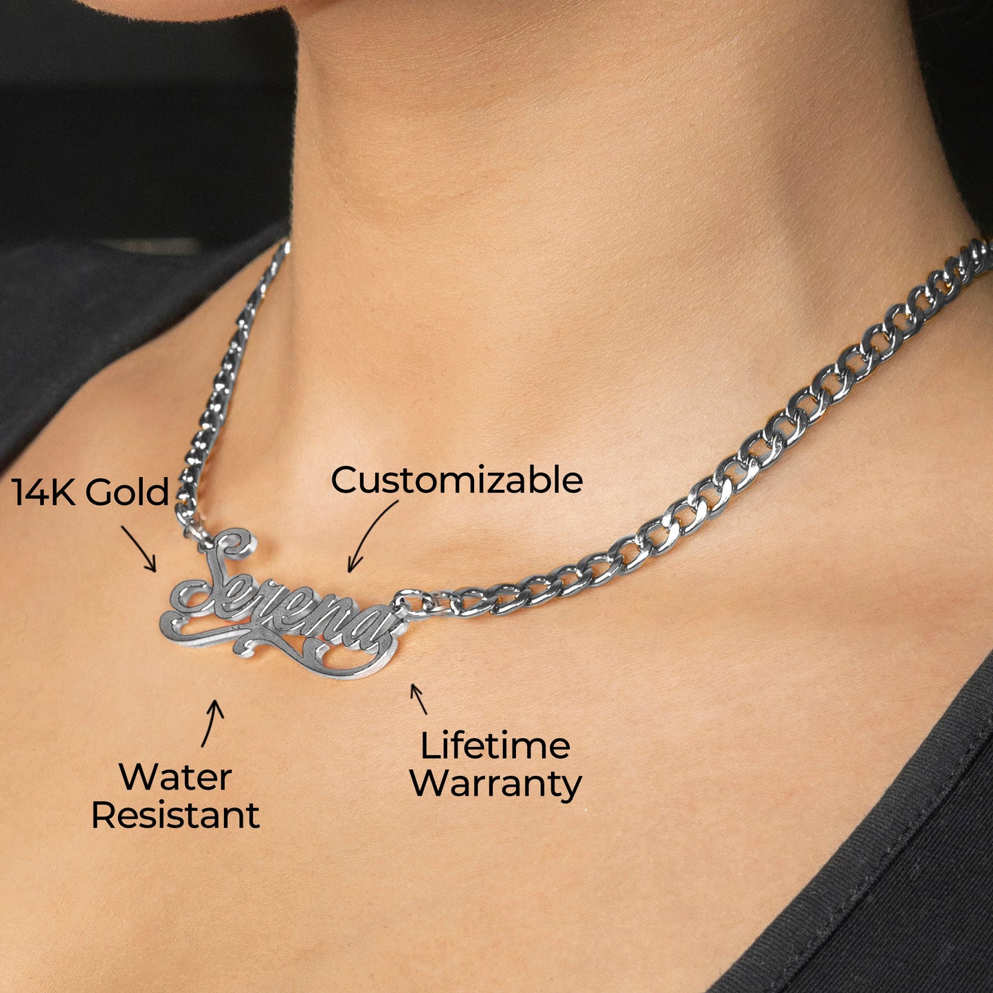 Women Jewelry - White Gold Name Necklace | Style # N29