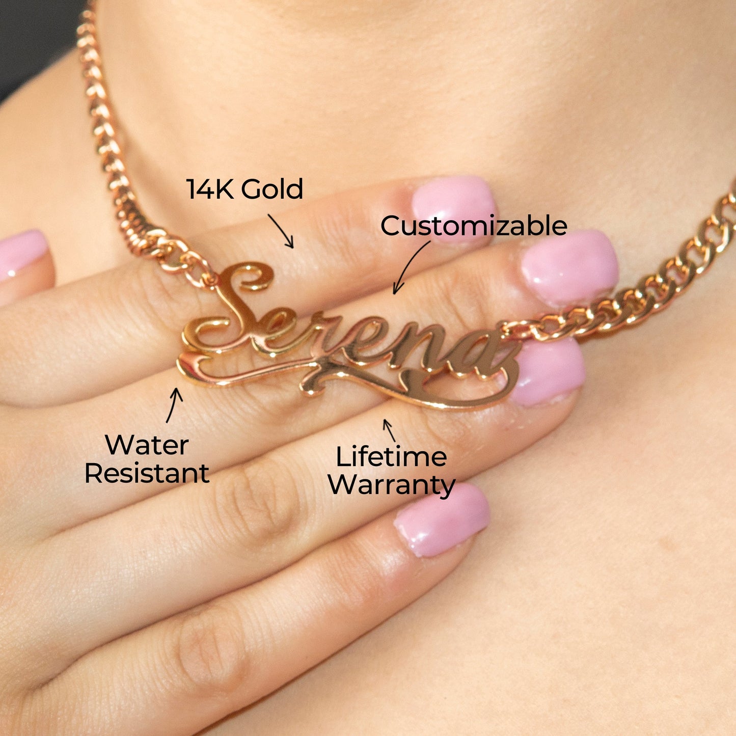 Women Jewelry - Rose Gold Name Necklace | Style # N29