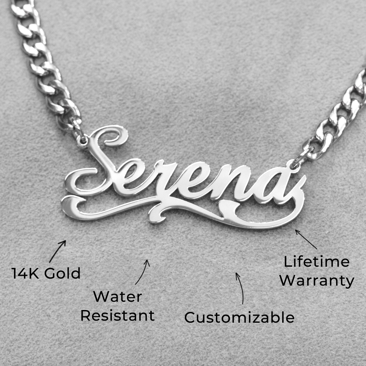 Women Jewelry - White Gold Name Necklace | Style # N29