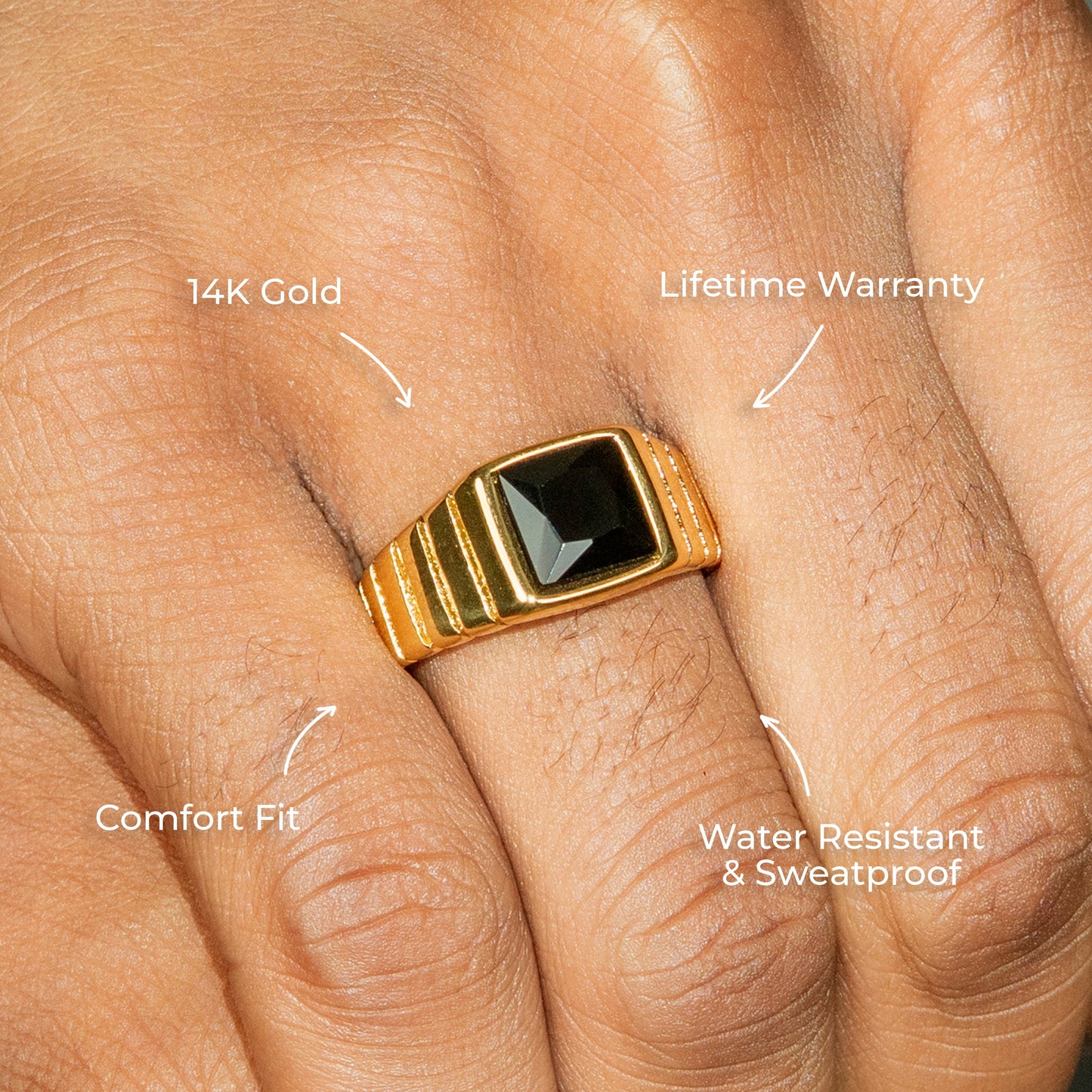 Mens Jewelry - Onyx Gold Pinky Ring | 9 Grams