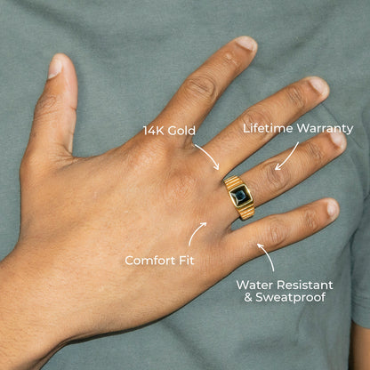 Mens Jewelry - Onyx Gold Pinky Ring | 9 Grams