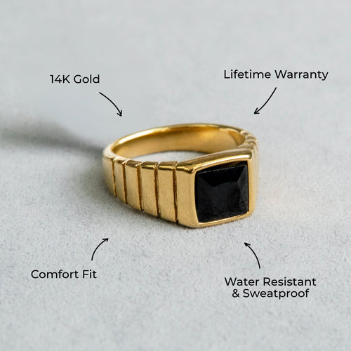 Mens Jewelry - Onyx Gold Pinky Ring | 9 Grams