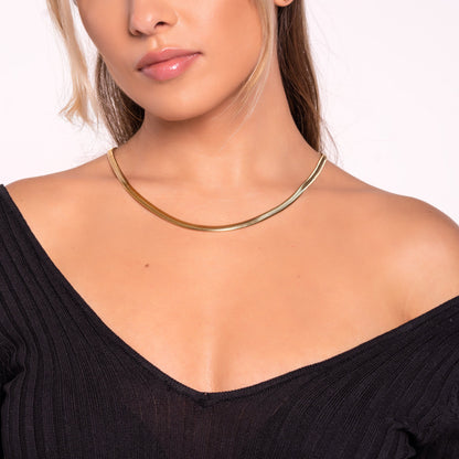 18K Gold Plated Flat Herringbone Snake Chain Necklace