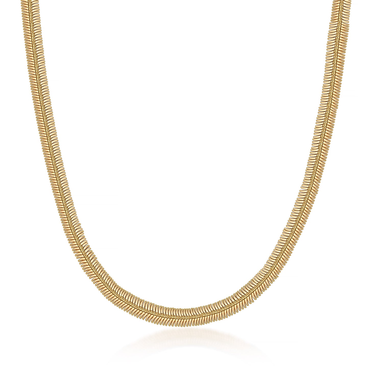 18K Gold Plated Flat Herringbone Snake Chain Necklace