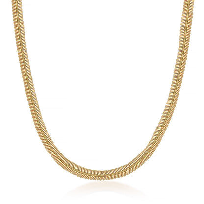 18K Gold Plated Flat Herringbone Snake Chain Necklace