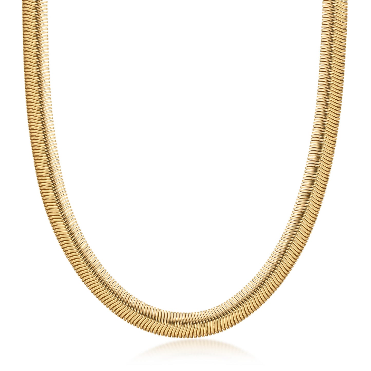 18K Gold Plated Flat Herringbone Snake Chain Necklace