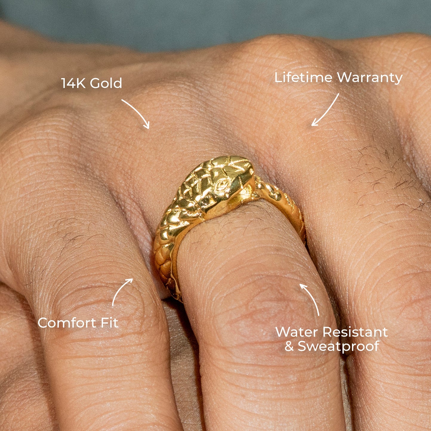 Mens Jewelry - Snake Gold Pinky Ring | 7.4 Grams