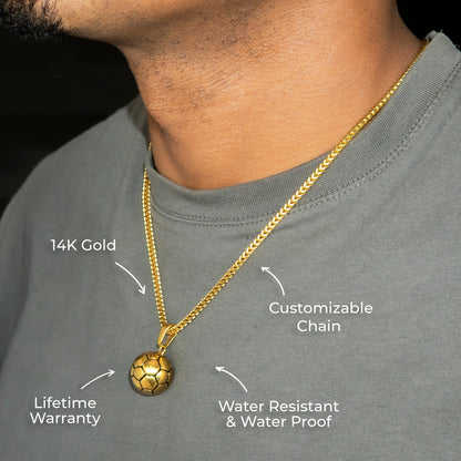 Mens Jewelry - 14K Gold Soccer Ball Necklace | Appx. 24 Grams