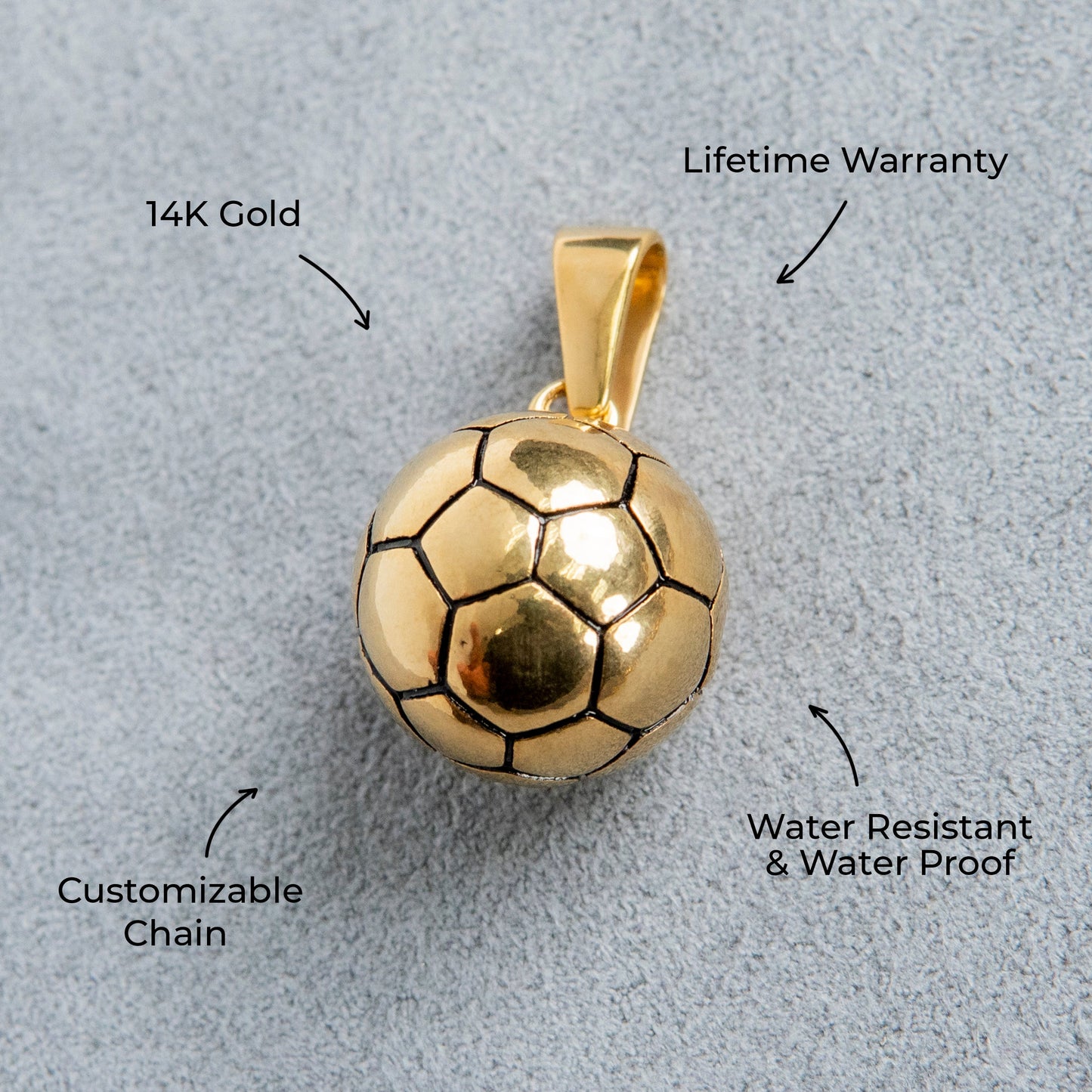 Mens Jewelry - 14K Gold Soccer Ball Necklace | Appx. 24 Grams