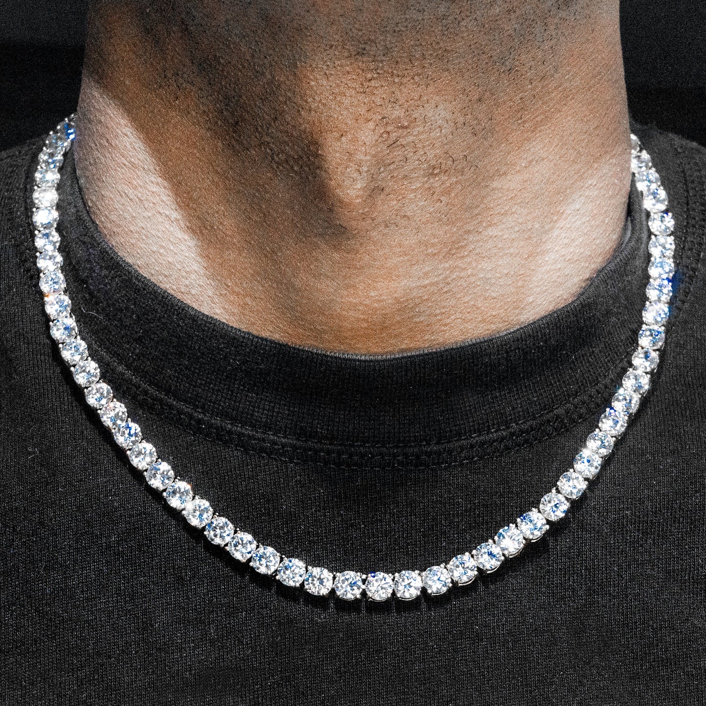 Gold Jewelry -  Mens 14K White Gold Iced Out VVS Tennis Chain