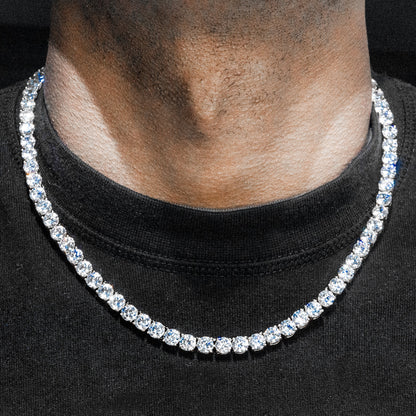 Gold Jewelry -  Mens 14K White Gold Iced Out VVS Tennis Chain