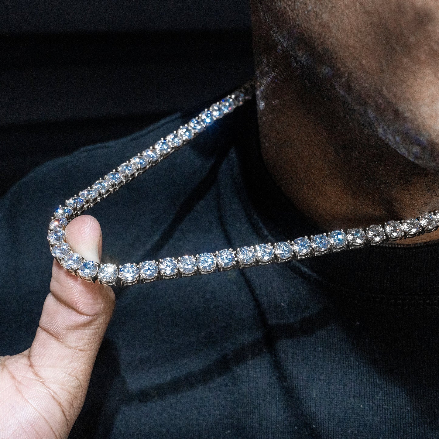 Gold Jewelry -  Mens 14K White Gold Iced Out VVS Tennis Chain