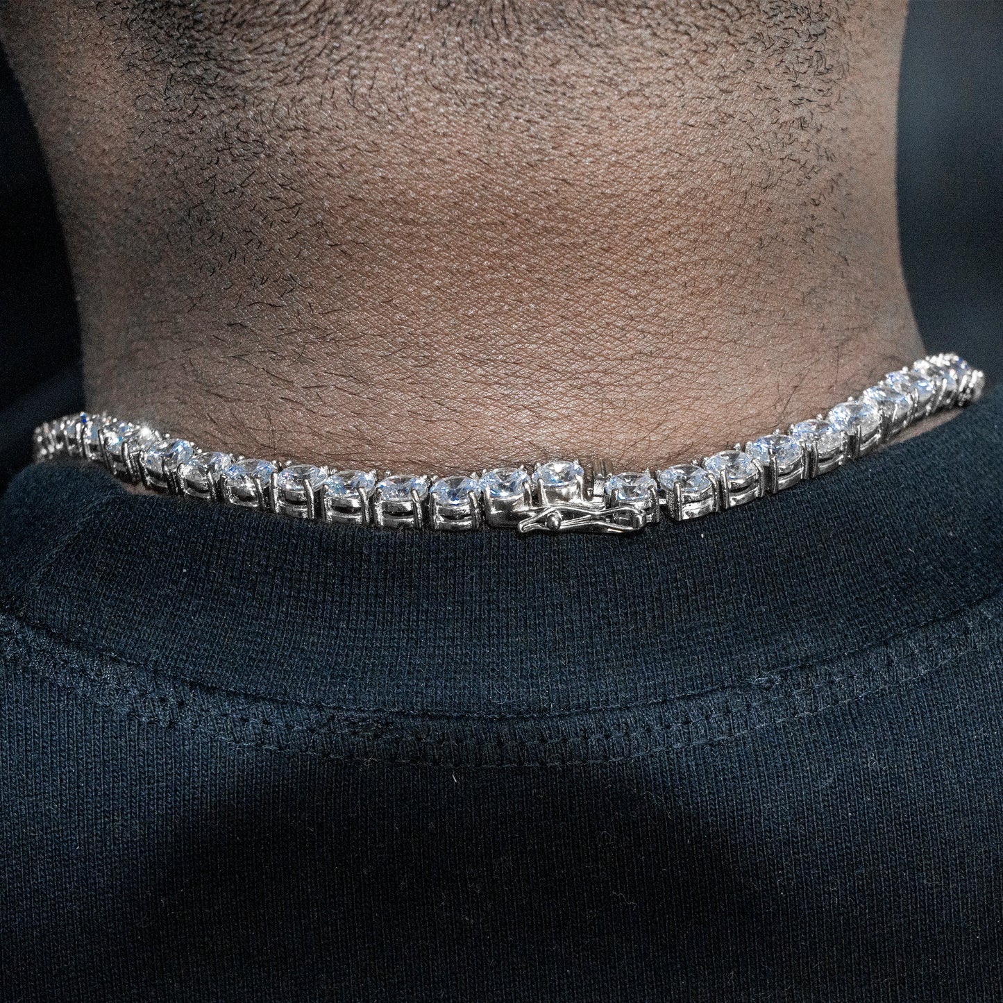 Gold Jewelry -  Mens 14K White Gold Iced Out VVS Tennis Chain
