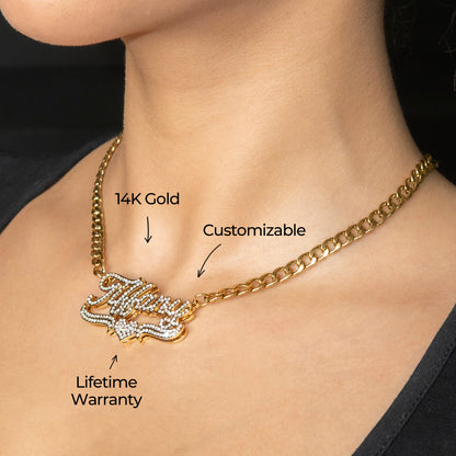 Women Jewelry - Iced Out VVS Name Necklace | Style # N35
