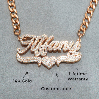 Women Jewelry - Rose Gold Iced Out VVS Name Necklace | Style # N35