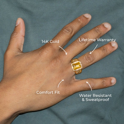 Mens Jewelry - Tiger Claw Gold Pinky Ring | 10 Grams