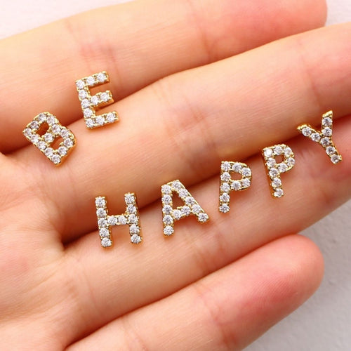 18K Gold Plated Monogram Stud Earrings