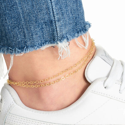 18K Gold Plated Layered Anklet