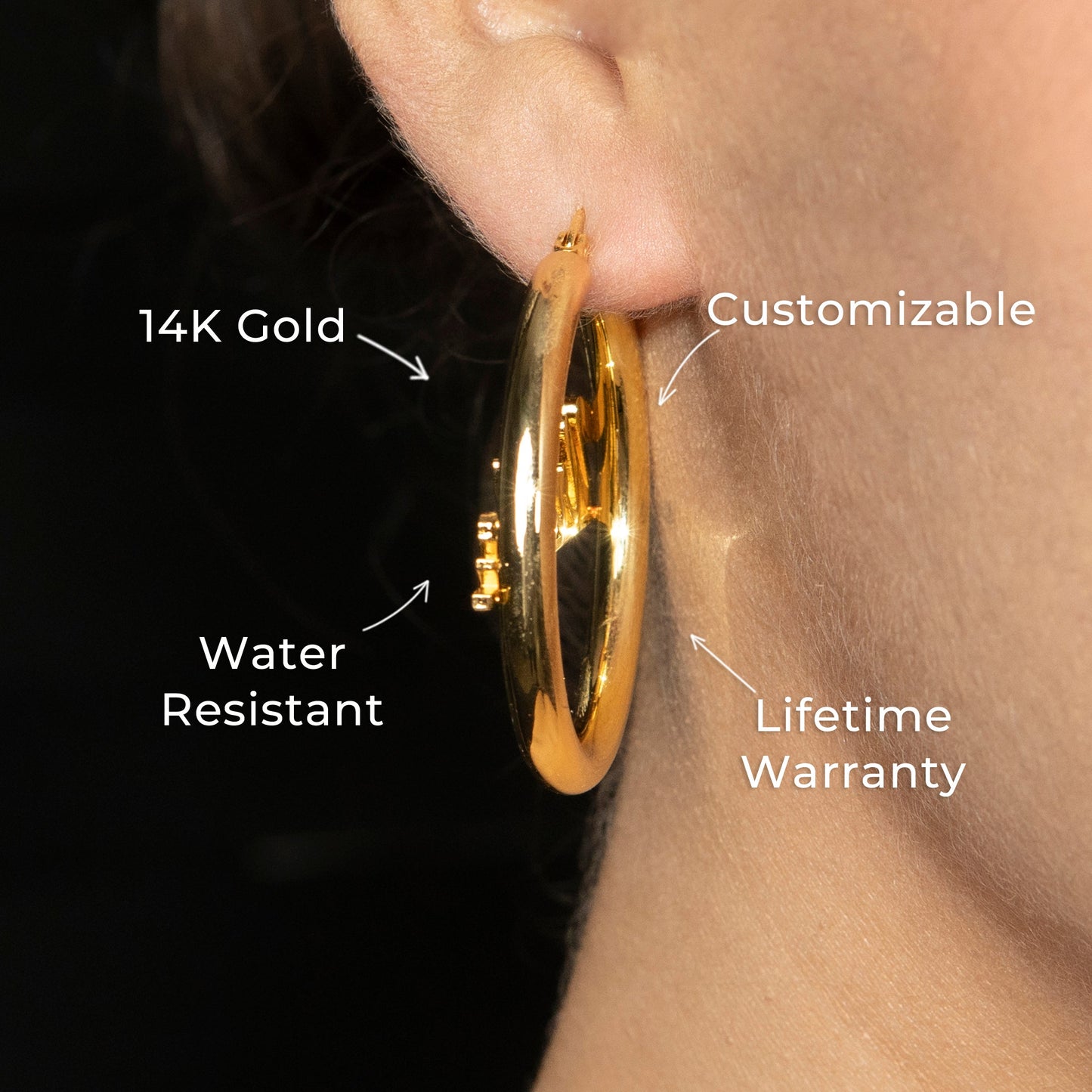 Women Jewelry - 14K Gold Hoop Earrings | Style # E15