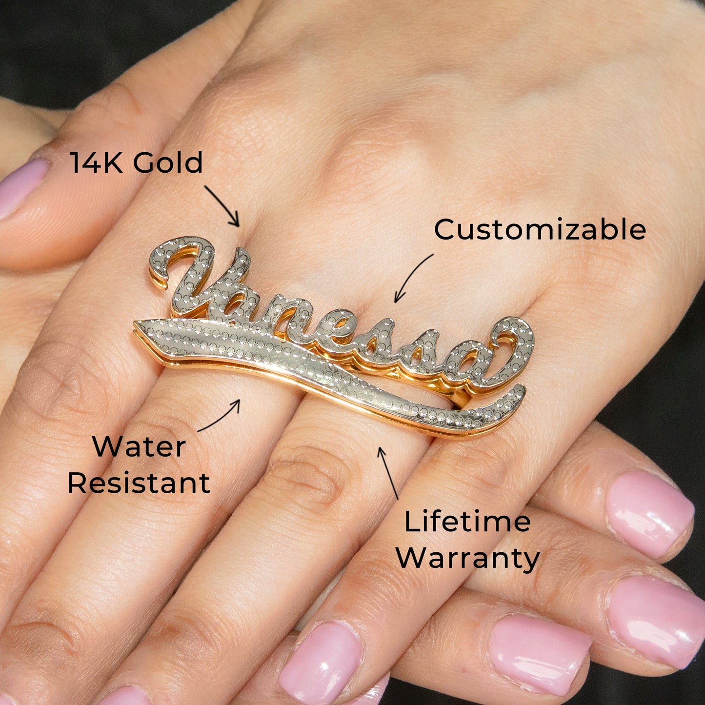 Women Jewelry - Gold Name Ring | Style # R25