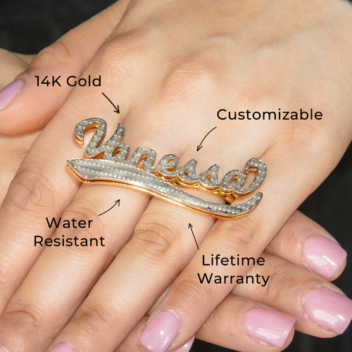 Women Jewelry - Gold Name Ring | Style # R25