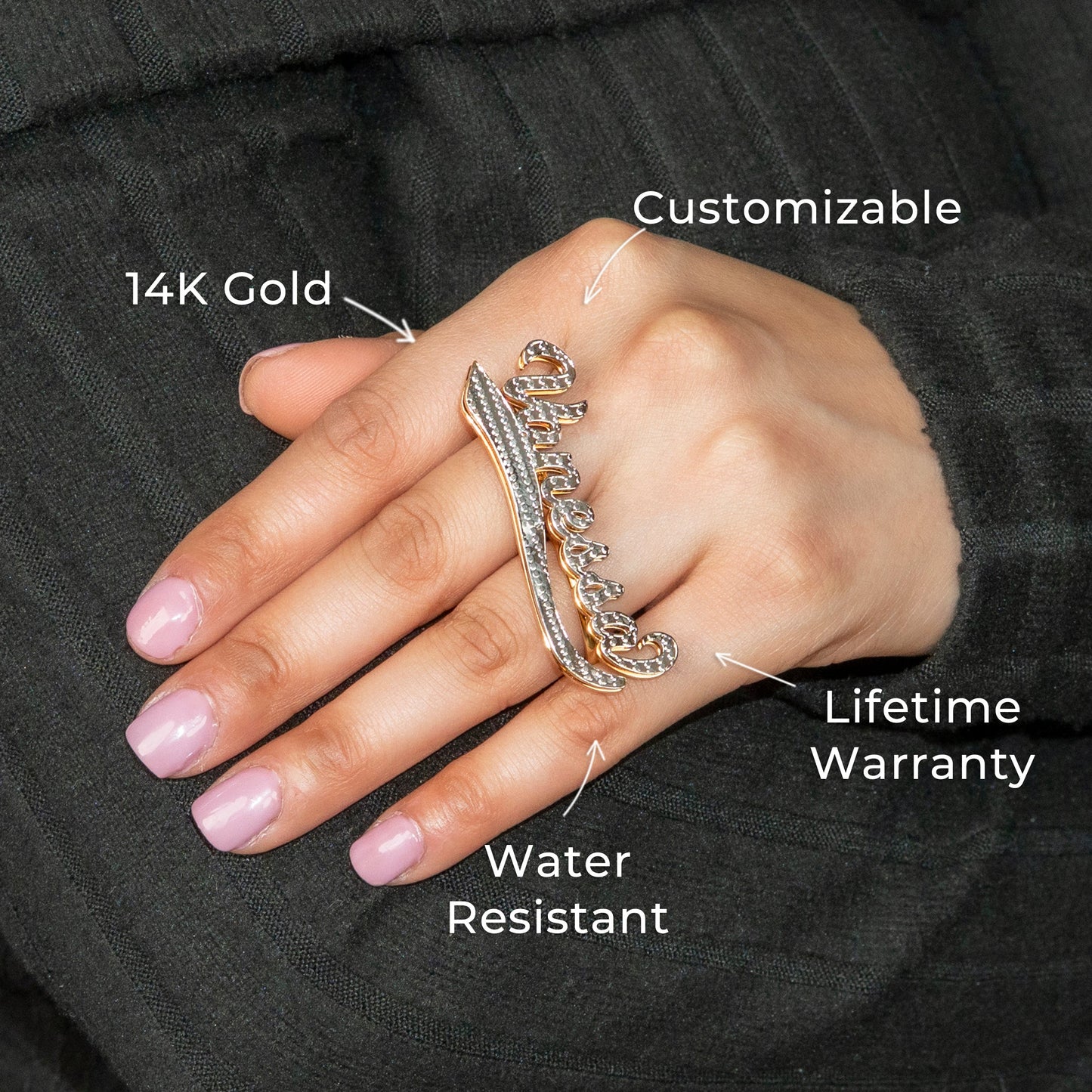 Women Jewelry - Gold Name Ring | Style # R25