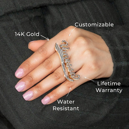 Women Jewelry - Gold Name Ring | Style # R25