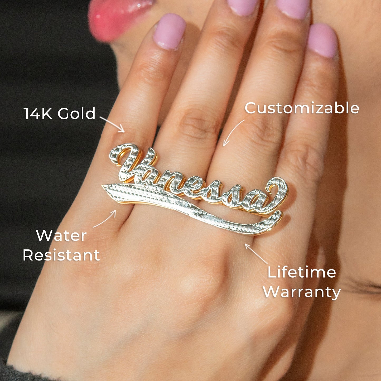 Women Jewelry - Gold Name Ring | Style # R25