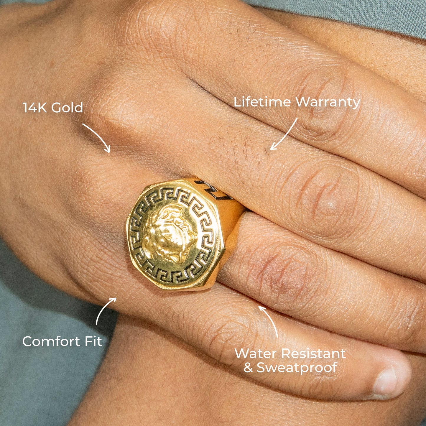 Mens Jewelry - Medusa Gold Pinky Ring | 22 Grams
