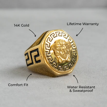 Mens Jewelry - Medusa Gold Pinky Ring | 22 Grams