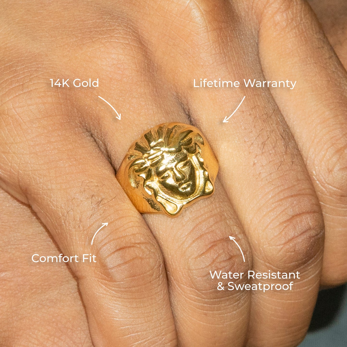 Mens Jewelry - Medusa Gold Pinky Ring | 12 Grams