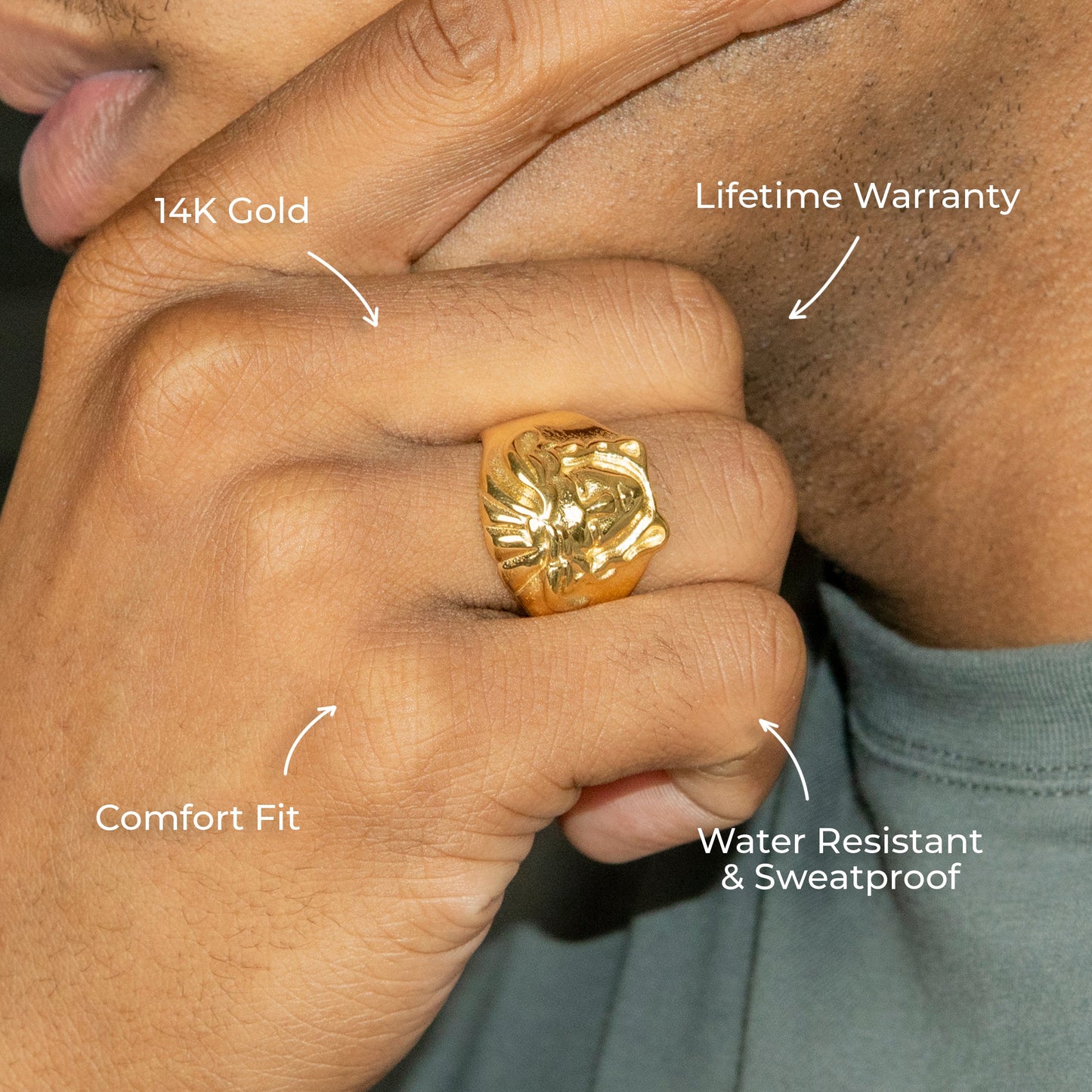 Mens Jewelry - Medusa Gold Pinky Ring | 12 Grams